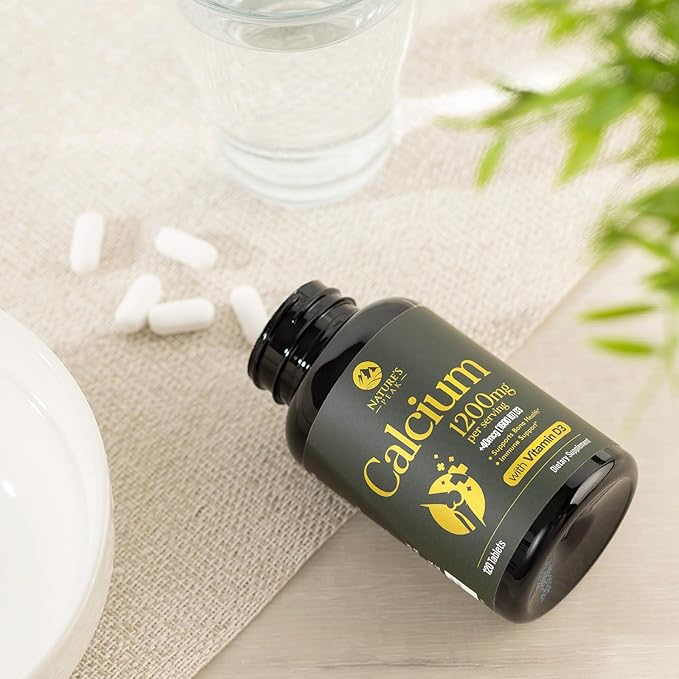 Calcium 1200 mg with Vitamin D3, Calcium Supplement Vitamins, Supports Bone Strength, Teeth & Immune System, Calcium Supplements for Women & Men, Nature's Absorbable Calcium Carbonate - 120 Tablets