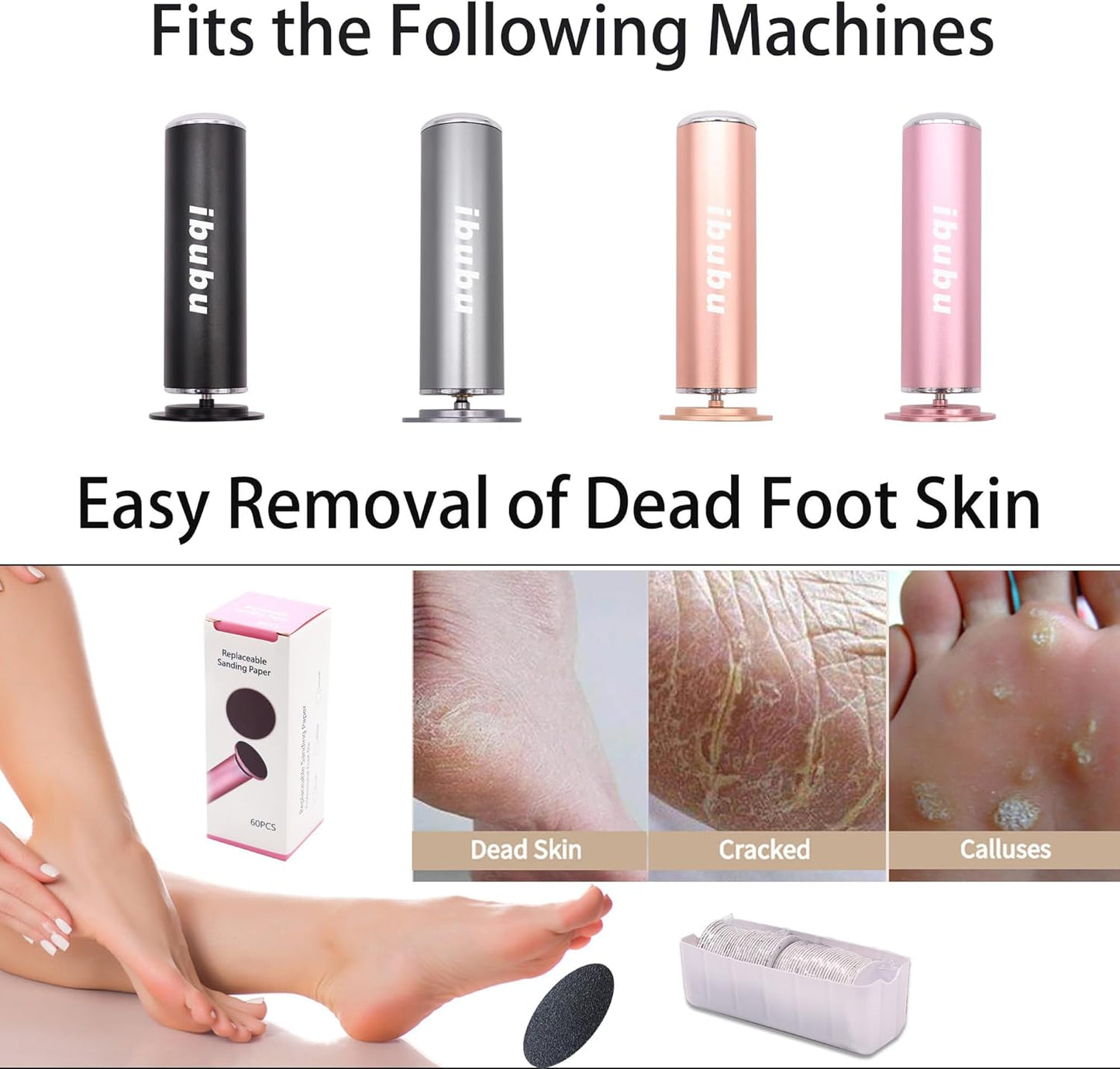 60 Pieces Replacement Sandpaper Pad Disks Discs for Professional Electric Foot File Callus Remover Machine Foot Hard Dead Skin Removal(Extra Coarse 80 Grit)