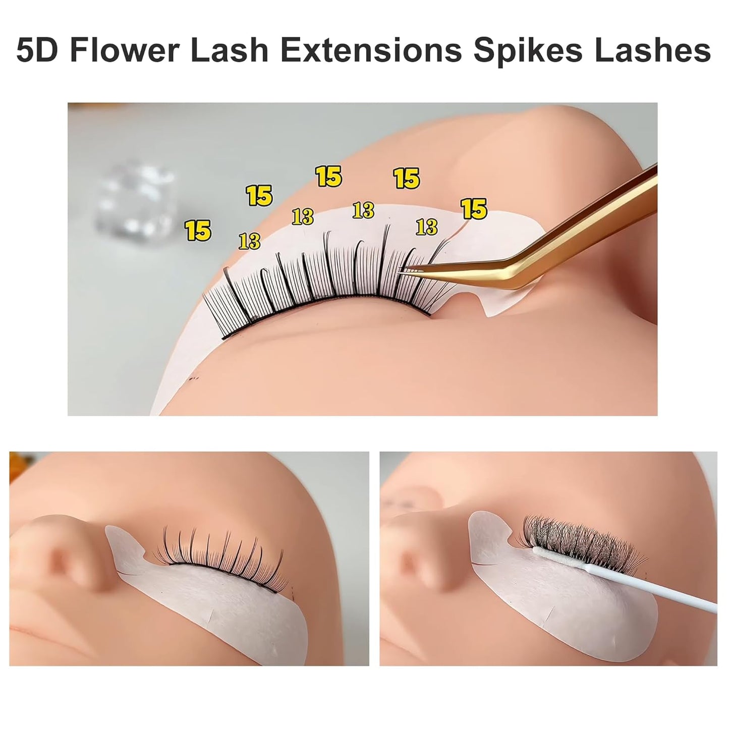 5D Flower Lash Extensions Spikes Lashes 0.07 Matte Black D Curl Lashes 11mm Volume Eyelash Extension Lash Trays Professional Use(5D Flower,0.07-D,11mm)