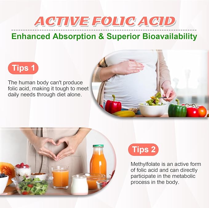 L-Methylfolate 15mg Gummies, Methylated Multivitamin with Methylated B12, Active 5-MTHF Form, Supports MTHFR Mutation, Methylation, Mood & Cognition, Vegan, Non-GMO, Raspberry Flavor, 60 Cts