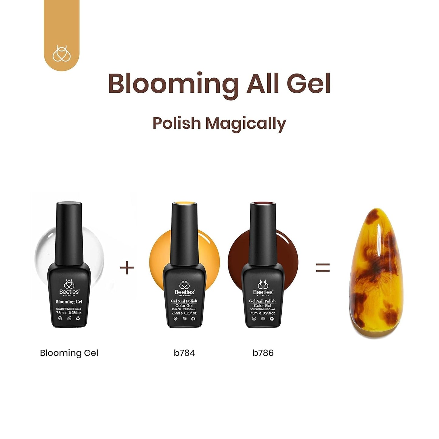 Beetles Fall Gel Polish with Blooming Gel - Amber Attraction 5 Colors Brown Gel Polish White Wine Fall Color Nail Polish Set Clear Blooming Polish Soak Off Uv Nail Art Gfit Set for Women