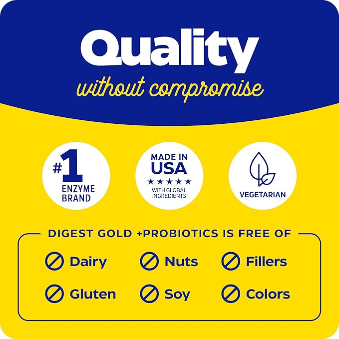 Enzymedica Digest Gold + Probiotics, 2-in-1 Formula for Gut Health, Digestive Enzymes & 1.5 Billion Active Probiotic Cultures, 180 Count (FFP)