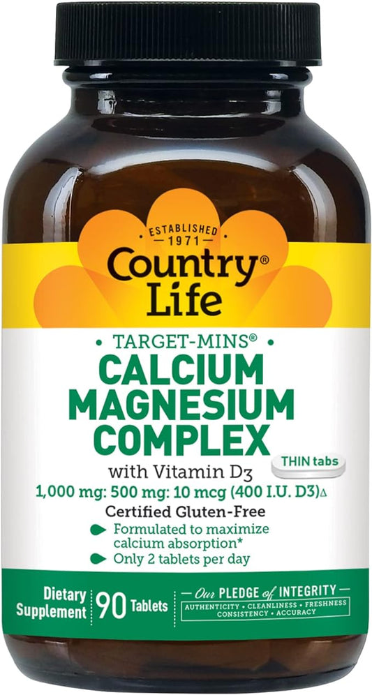 Country Life - Target-Mins Calcium Magnesium Complex with Vitamin D3-90 Tablets