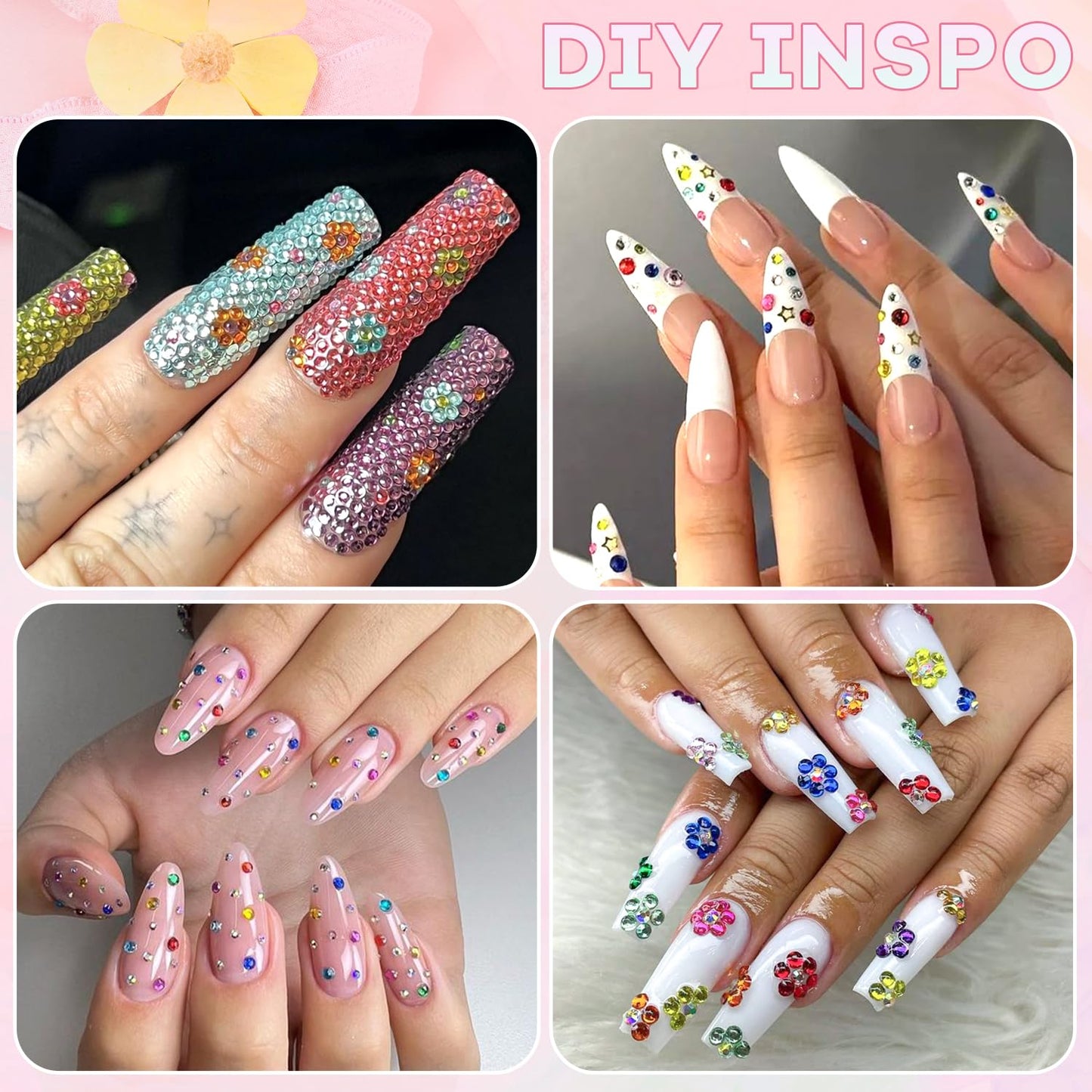 5000Pcs Small Resin Rhinestones for Nail Art, Colorful Rhinestone 2/3MM Flatback Bedazzling Gems, Nail Rhinestones and Gems Crystals Charms for Acrylic Tips Manicure Decor