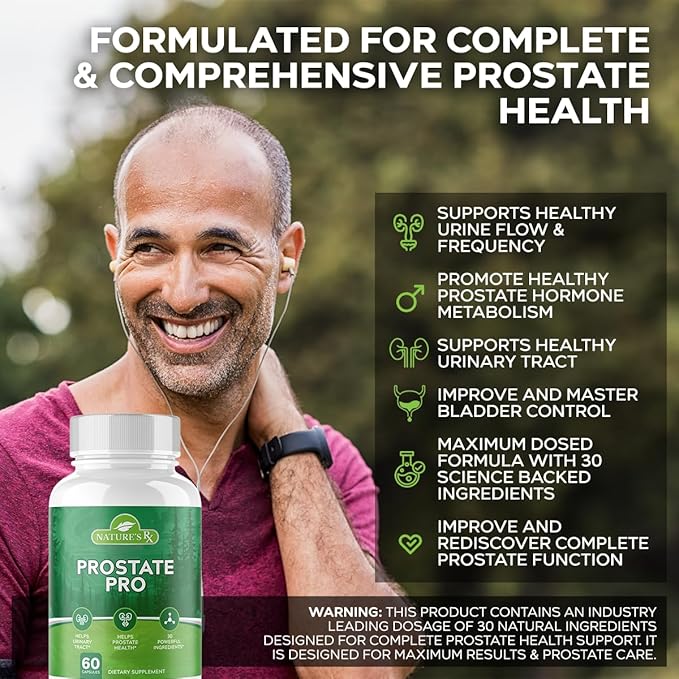 Nature's RX | #1 Dosed Prostate Support Supplement | Urinary Tract Health, Helps Prostate Function | Ultra Dosed Formula w/ 30 Powerful Ingredients | 3rd Party Tested + USA Made - 60 Capsules