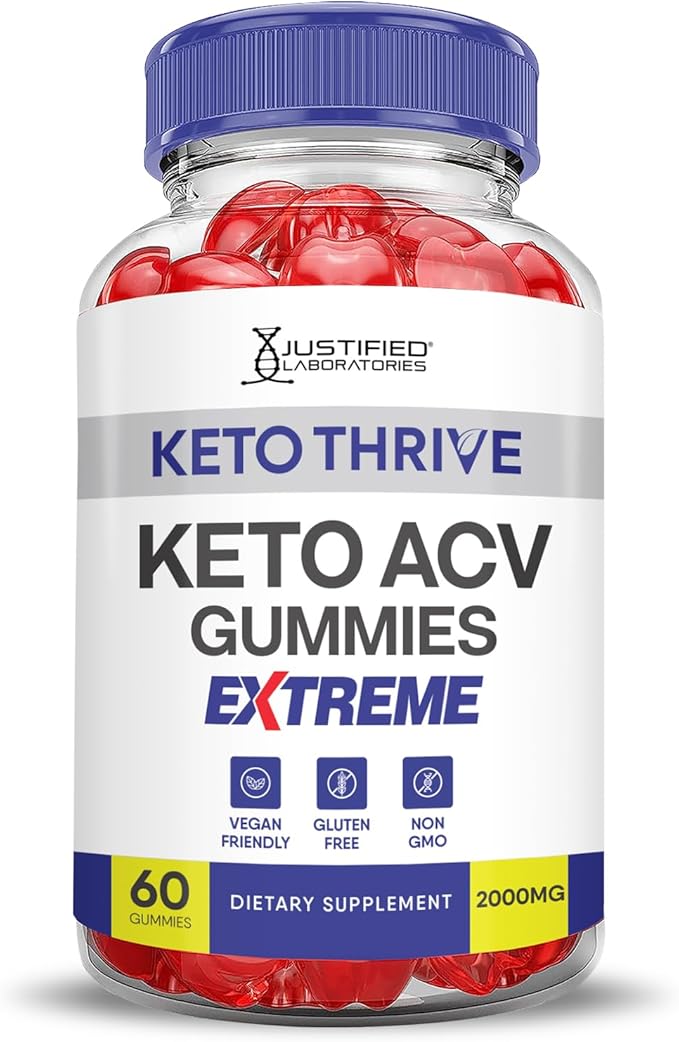 (2 Pack) Keto Thrive Keto ACV Gummies Extreme 2000MG Keto Thrive Keto Gummies Apple Cider Vinegar Formulated with Pomegranate Beet Juice Powder B12 Vegan Non GMO 120 Gummys