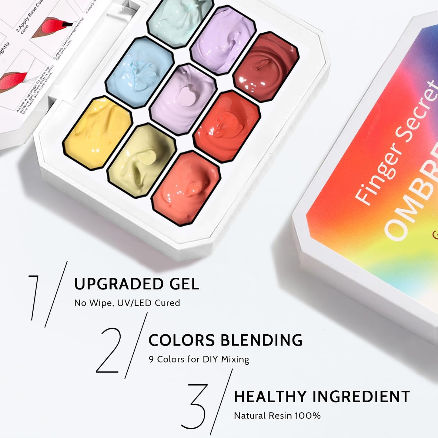 Sponge Pat Paint Nail Gel, 9 Colors Ombre Nails Gradient Gel Nail Blush Blooming Aura Nails Drawing Stripper Floral Painting Nail Art, No Wipe, UV/LED Curing (9 Colors A)