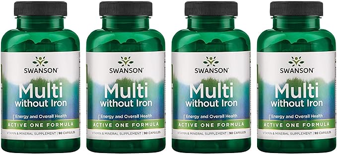 Swanson Active One Multivitamin Without Iron 90 Capsules (4 Pack)