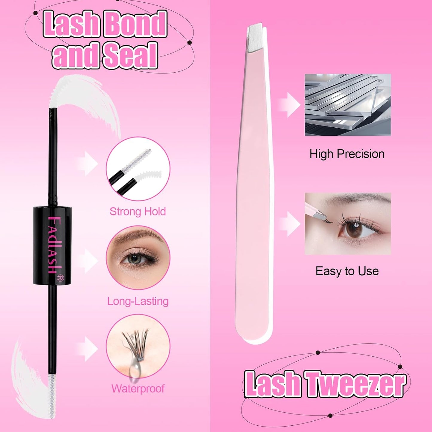 DIY Lash Extension Kit Lash Clusters Kit 240 Pcs Lash Bond and Seal Cluster Lashes D Curl with Lash Tweezers for Eyelash Extension Kit at Home Individual Lashes Kit (Kit 40D-0.07D, 12-18mm)