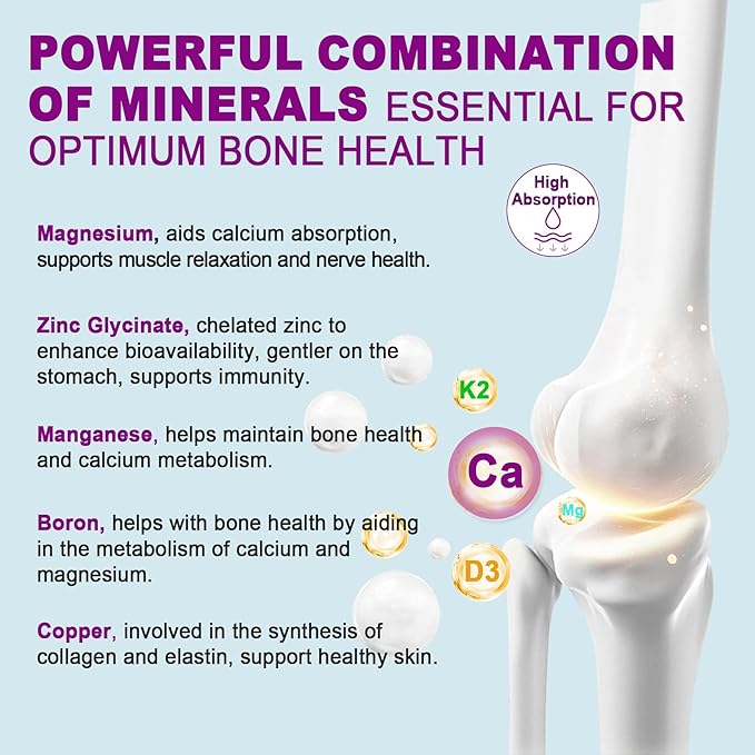 Sugar-Free Calcium Citrate Gummies 1000mg w/Vitamin D3 K2, Magnesium, Zinc, Boron, Manganese, Copper for Bone, Muscle & Immune, Ultimate Absorption Calcium Supplement for Women & Men - Vegan, 60 Count