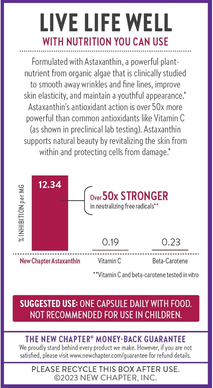 New Chapter Biotin Supplement, Vegan Hair Skin and Nails Vitamins with Fermented Biotin + Astaxanthin - 60 Count