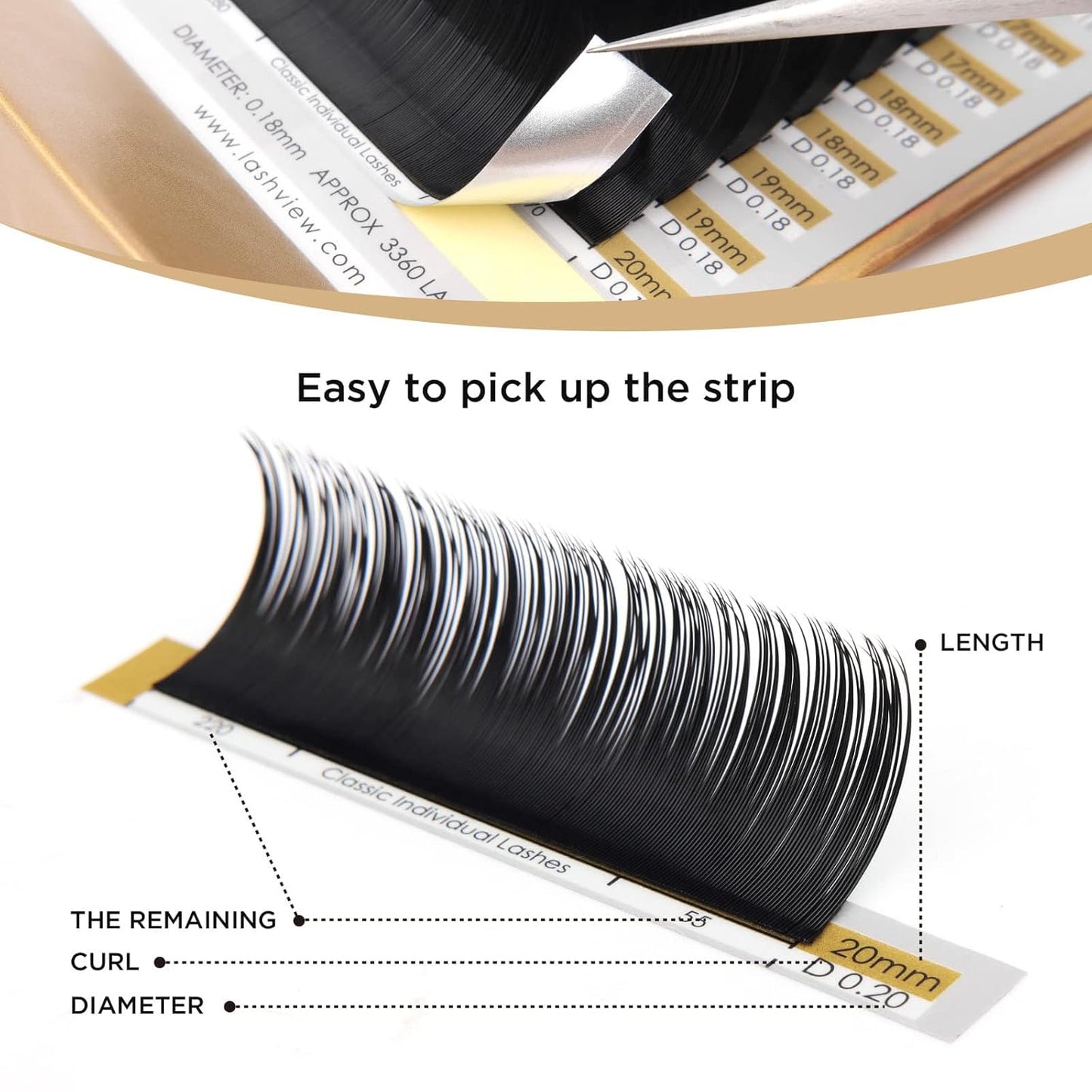 LASHVIEW 0.07 Thickness D Curl 8-15mm Mixed Tray Eyelash Extensions Individual Lash Extensions Semi-permanent Pure Korean Silk lashes Soft Application for Professional Salon Use