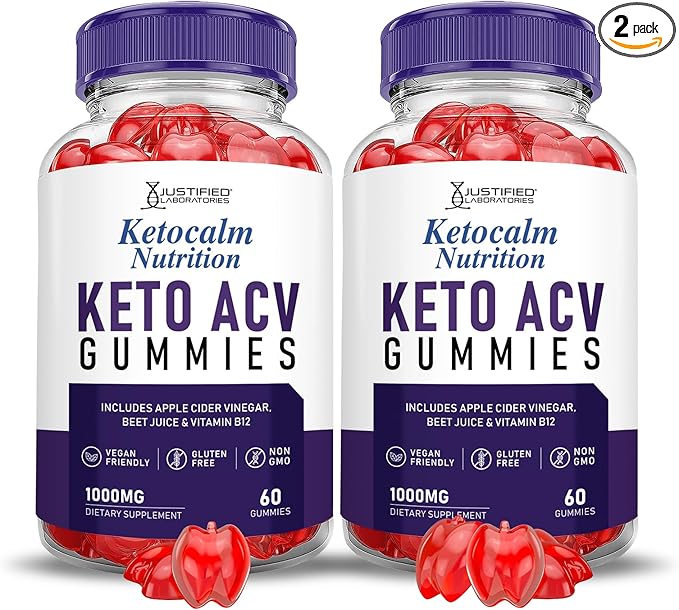 (2 Pack) Ketocalm Nutrition Keto ACV Gummies Advanced Formula 1000MG Keto Calm Nutrition Keto Gummies Apple Cider Vinegar Formulated with Pomegranate Beet Juice Powder B12 Vegan Non GMO 120 Gummys