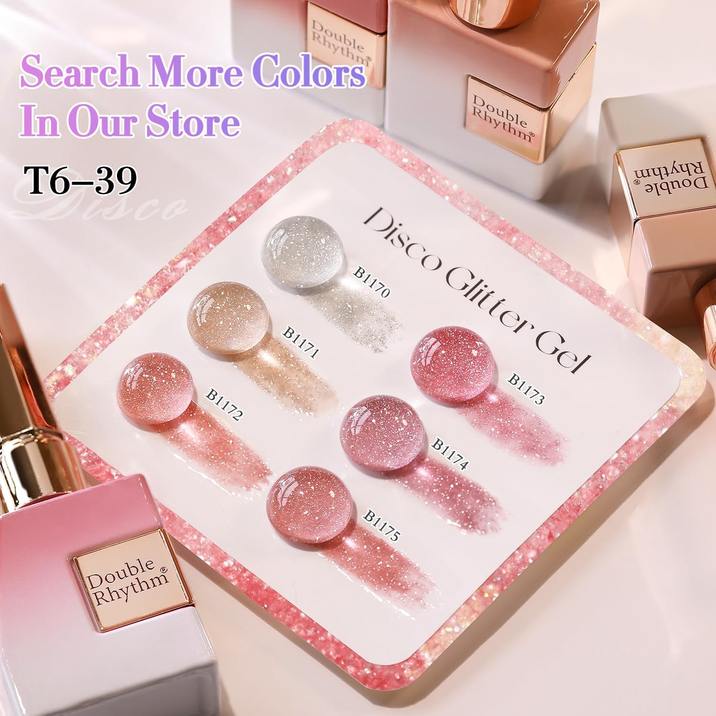 Double Rhythm 0.5Oz Glitter Gel Polish Shimmer Reflective Color for Nail Art Salon DIY Soak Off 15ml Nail Lamp Gel Polish at Home (Silver-B1170)