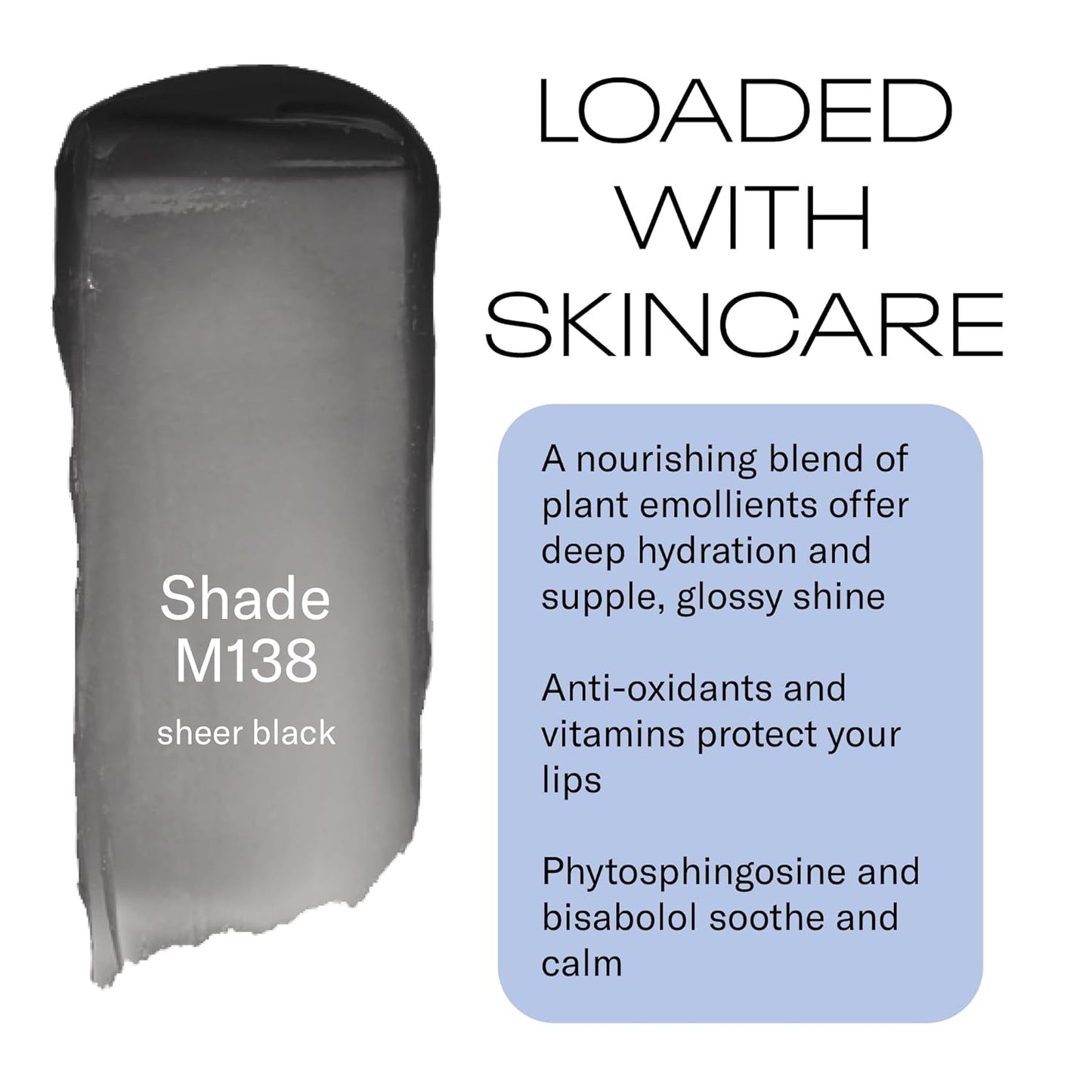 MOB Beauty Hydrating Shine Lip Balm M138 Sheer Black – Tinted Lip Balm Stick with Jojoba & Sunflower Oils, Clean Vegan Organic Lip Care for Nourished, Glossy Lips