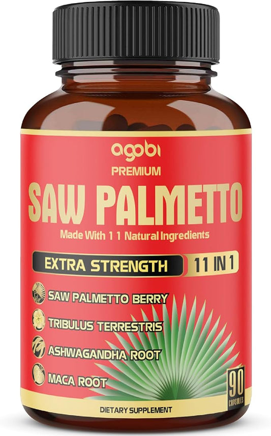 Premium Saw Palmetto Capsules - Combined with Ashwagandha, Turmeric, Tribulus, Maca, Green Tea, Ginger, Holy Basil & More - Natural Prostate Support - 90 Capsules 3-Month Supply