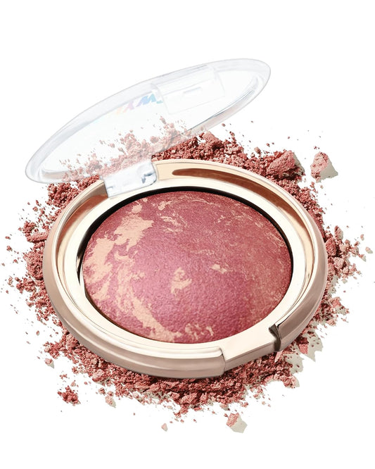 Baked Powder Blush, Glow Marbleized Blusher Powder Palette,Lightweight Shimmery Cruelty-Free face Blush for Cheeks,Eyeshadow & Highlight,Makeup Gift for Women rubores de maquillaje(0.49Ounce)-04