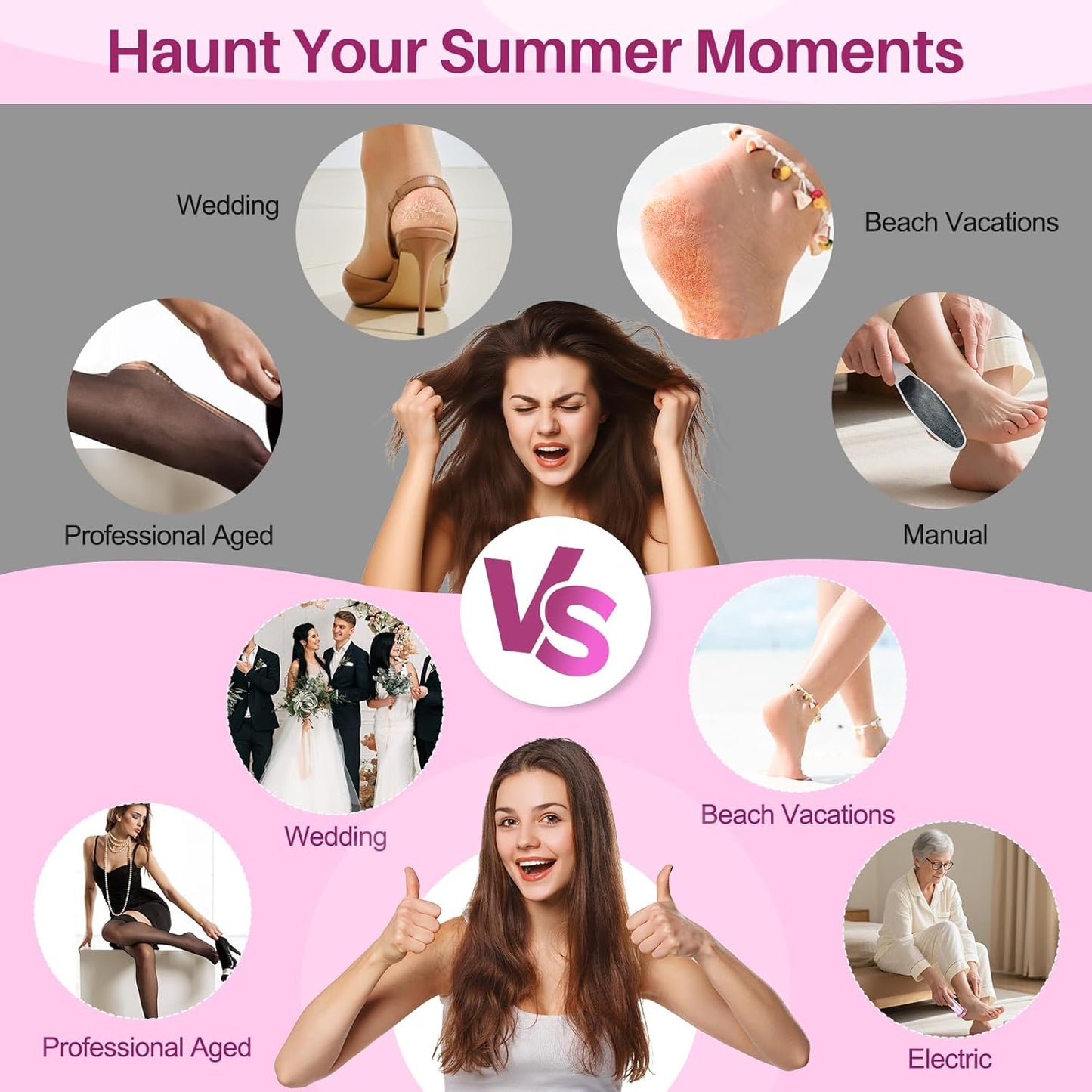 LIONVISON Electric Foot Callus Remover: Adjustable Speed Foot File for Cracked Heels - Working Women's Summer Pedicure Tool with 60pcs Sandpaper Discs - Dead Skin Remover for Dry Feet at-Home