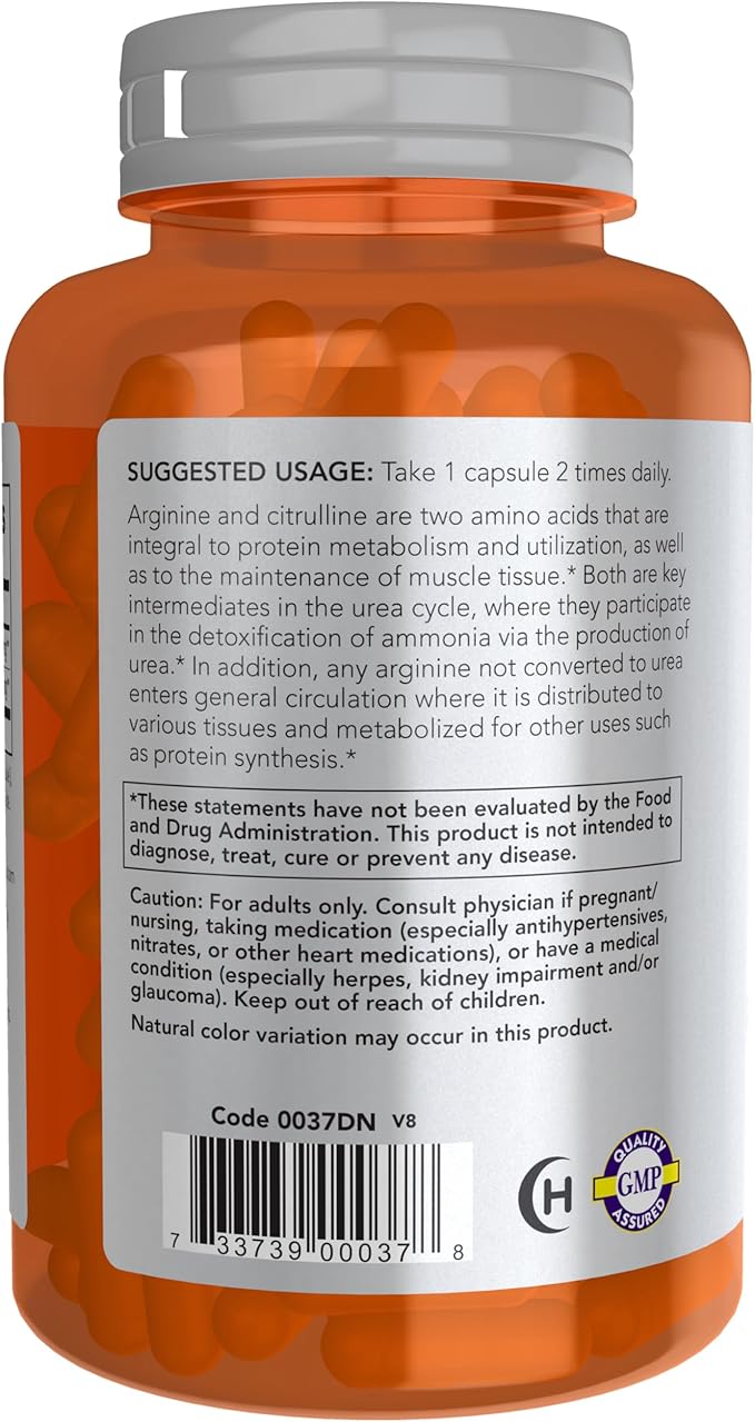 Now Foods Arginine & Citrulline Veg Capsules, 120 count