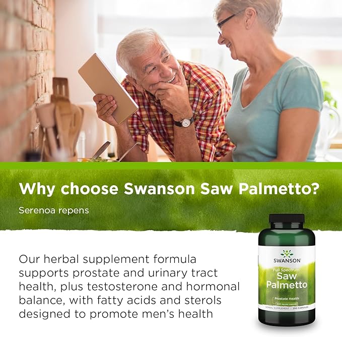 Swanson Saw Palmetto - Herbal Supplement Promoting Male Prostate Health Support - Natural Hair Supplement & Urinary Health Support (540 mg 250 Capsules) 2 Pack