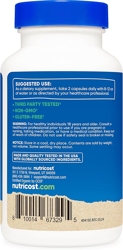 Nutricost Saw Palmetto 1000mg, 120 Capsules - CCOF Certified Made with Organic Saw Palmetto, Vegetarian Friendly, 60 Servings, 500mg Per Capsule, Gluten Free