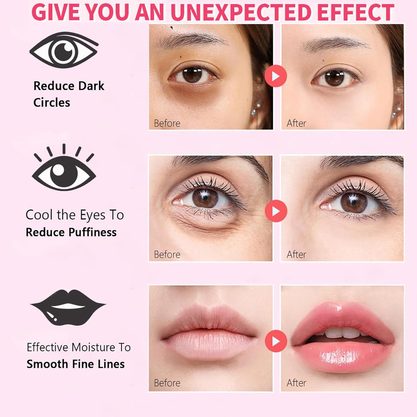 30Pcs Lip Mask Under Eye Masks Patches,Crystal Collagen Hydrating Moisturizing Smoothing Lips Gel Pads for Puffy Eyes Bags,Dark Circles,Puffiness,Fine Lines,Wrinkles,Anti-Aging Hyaluronic Acid