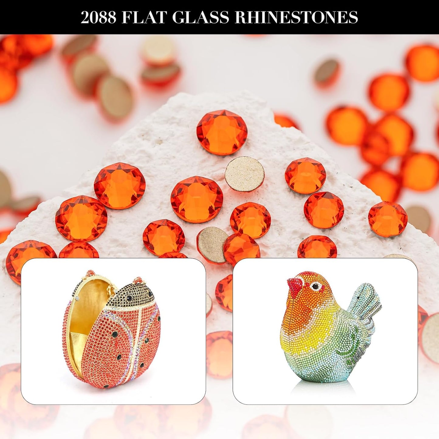 Novani Hyacinth/Orange Rhinestones 1440pcs Flat Back Round Rhinestone Style 2088 Sparkly Crystal Gemstones for Nail Art and Crafting SS20,4.6-4.8mm