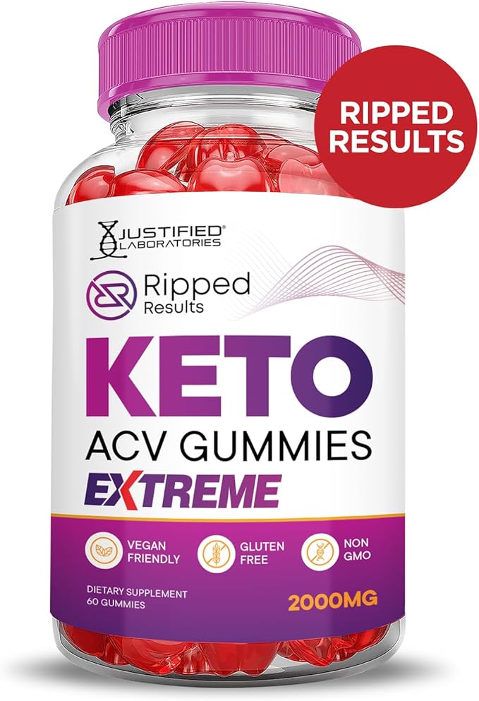 (2 Pack) Ripped Results Keto ACV Gummies Extreme 2000MG Ripped Results Keto Gummies Apple Cider Vinegar Formulated with Pomegranate Beet Juice Powder B12 Vegan Non GMO 120 Gummys