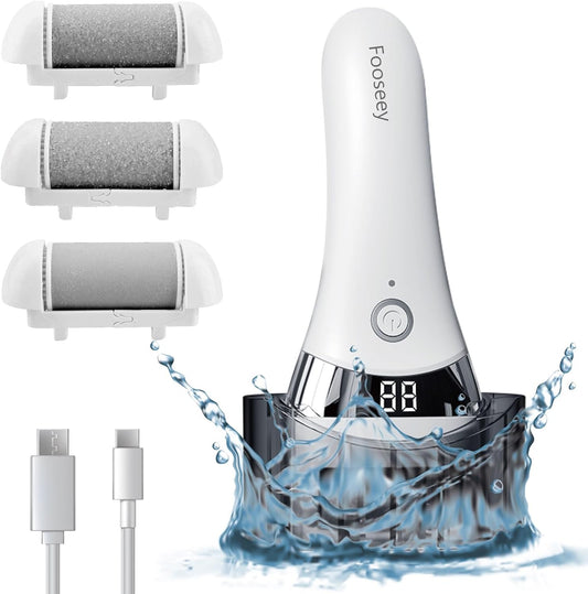 Upgraded Electric Foot Callues Remover, Portable Electric Foot Files with 3 Heads, Rechargeable Feet File for Foot Care, Waterproof Deadskin Remover, Pedicure Tool for Dry and Crack Feet