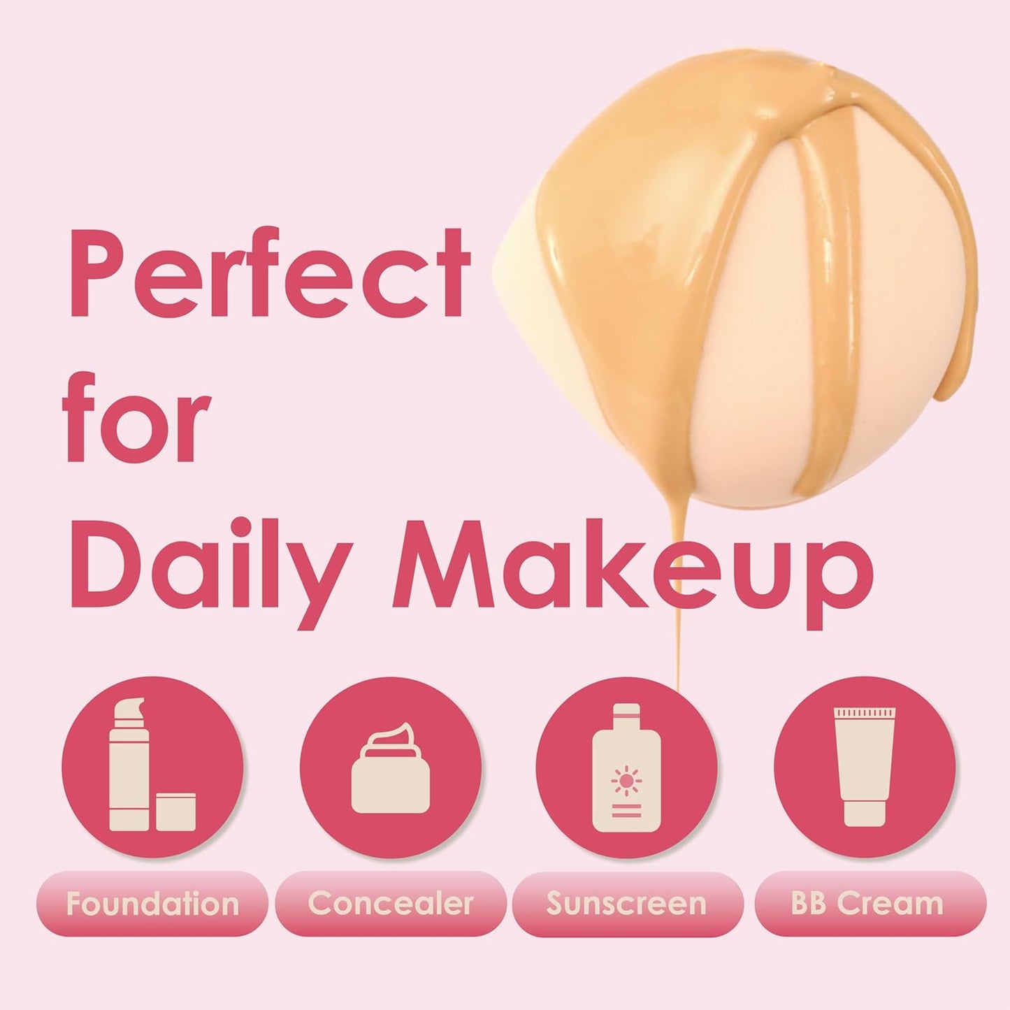 5Pcs Cherry Pink Makeup Sponge For Foundation Concealer And Powder, latex free Blender Sponge For Natural And Easy Makeup Soft Long-lasting And Beginner-friendly, Medium