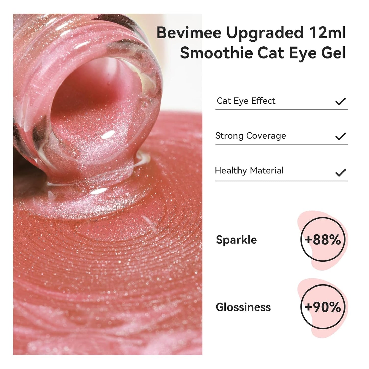 Cat Eye Gel Nail Polish Nude Pink, Moonlight Cateye Polish Crystal Mirror Gloss Magnetic Nails Gel Glitter Holographic Cats Eye Nail Velvet 1PC