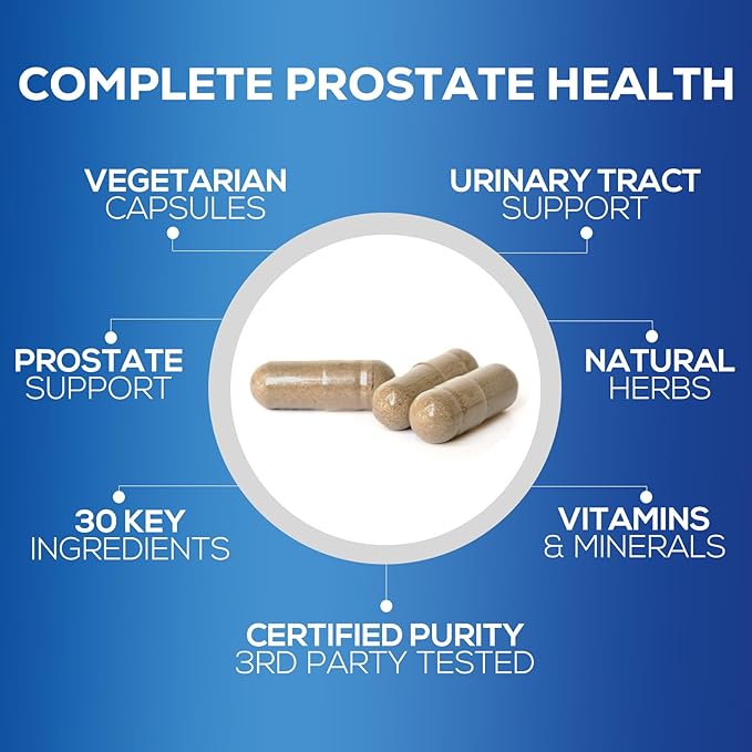 Prostate Men Supplement - Support Complex Formula with Saw Palmetto, Beta Sitosterol, Stinging Nettle, Pygeum, Pumpkin Seed, Zinc, Vitamin B6 E - Supports Prostate & Urinary Health - 120 Capsules
