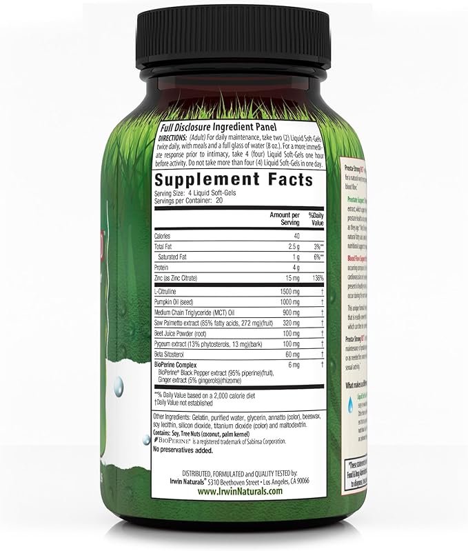 Irwin Naturals Prosta-Strong RED with Nitric Oxide Boosters - Prostate Health Support - Saw Palmetto, Lycopene, Pumpkin Seed & More - 80 Liquid Softgels