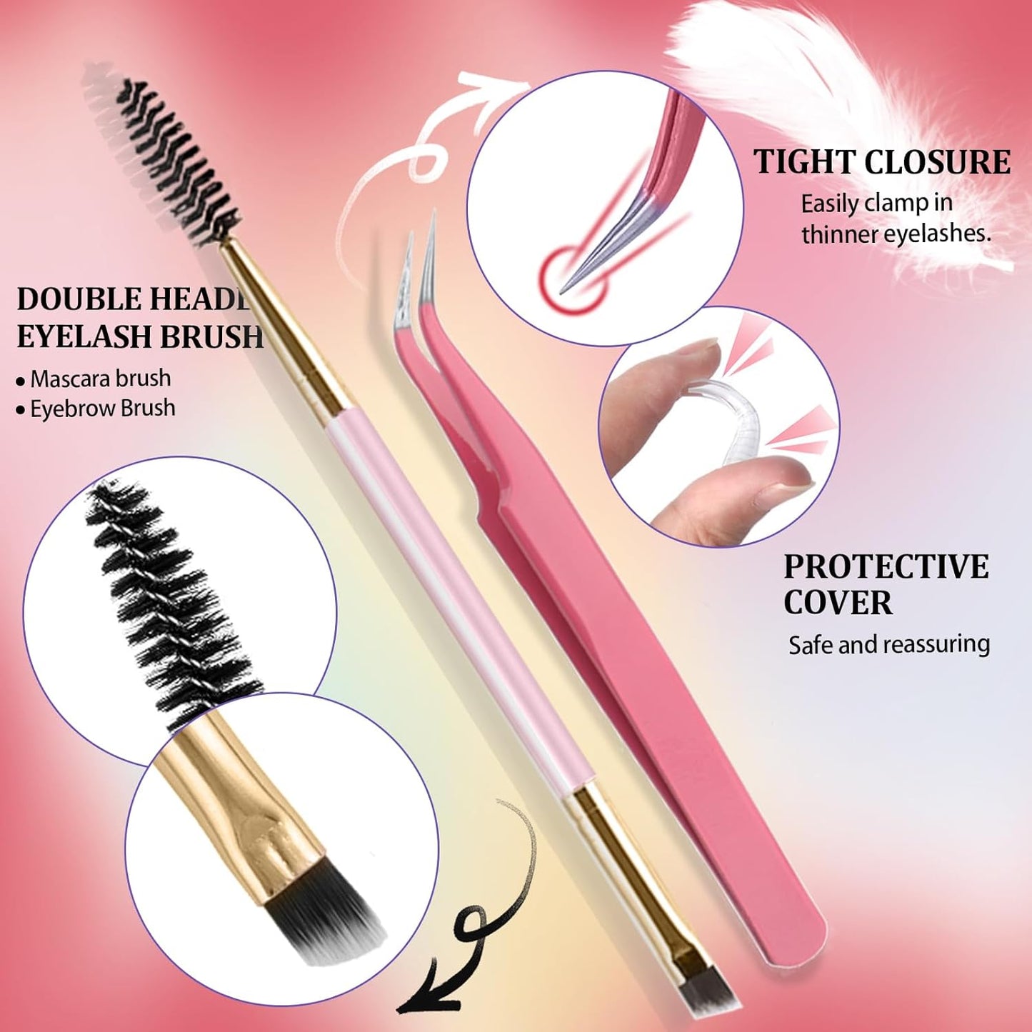 DIY Lash Extension Kit 727Pcs Lashes Clusters with Bottom Lashes Lash Bond and Seal Glue Remover Lash Shampoo Cleansing Brush Headband Wristband Tweezers Eyelash Brush Applicator