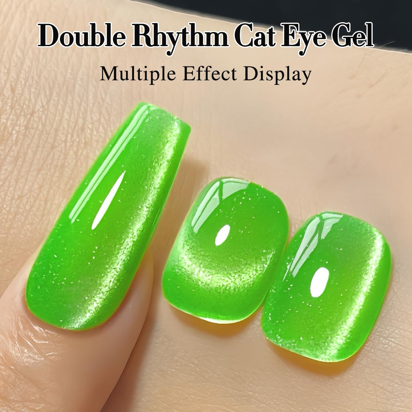 Double Rhythm 15ML Cat Eye Gel Polish with Magnet Glitter Shimmer Translucent Jelly Color 0.5 OZ Magnetic Gel Polish Salon DIY at Home (Green-MC1068)