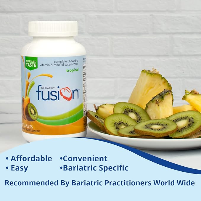 Bariatric Fusion Tropical Complete Chewable Bariatric Multivitamin with Iron for Bariatric Surgery Patients Including Gastric Bypass and Sleeve Gastrectomy - 120 Tablets