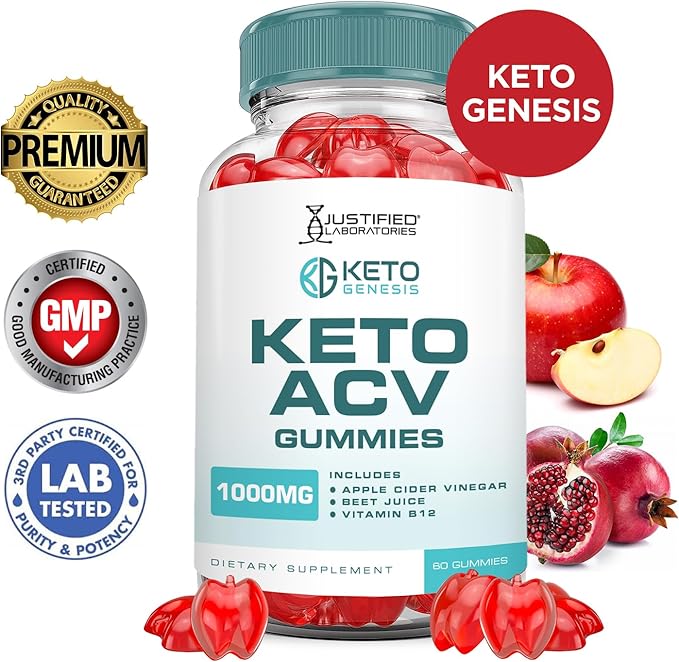(2 Pack) Keto Genesis Keto ACV Gummies Advanced Formula 1000MG Keto Genesis Keto Gummies Apple Cider Vinegar Formulated with Pomegranate Beet Juice Powder B12 Vegan Non GMO 120 Gummys