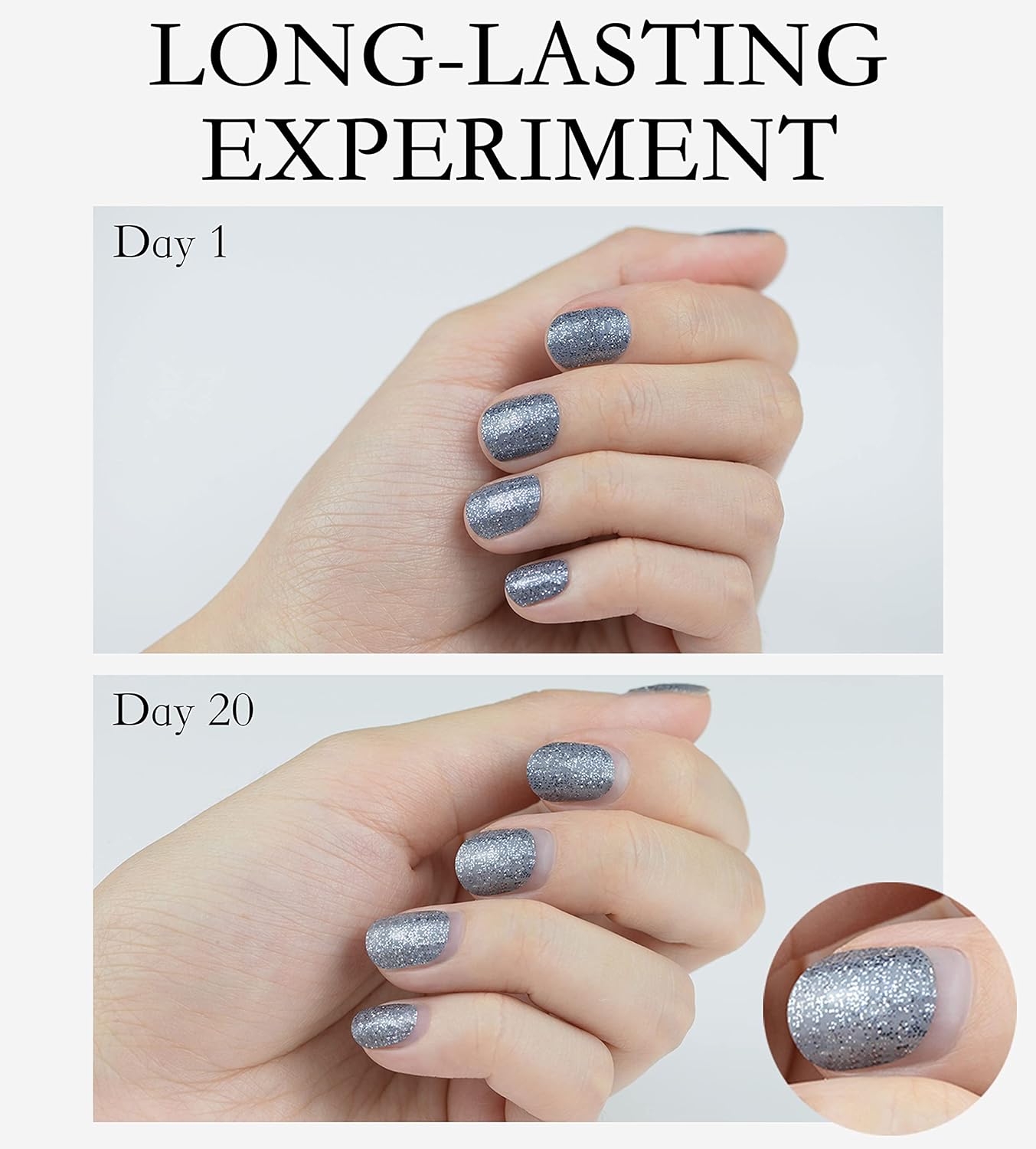 Nail Polish Strips Long Lasting, 20Pcs Wraps, Easy Apply& Remove Salon Quality Gel Nail Stickers (Total Black)