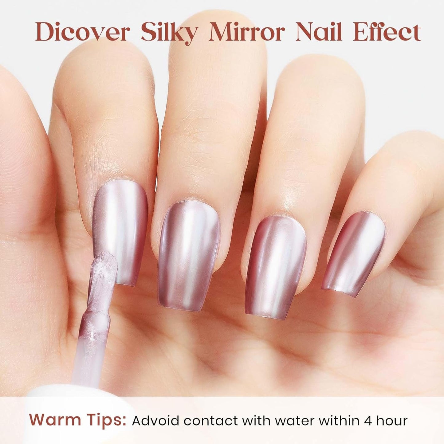 MIZHSE Pink Mirror Nail Polish, Quick Dry Metallic Nail Polish, Air Dry Fast Chrome Nail Lacquer Bright Color Oil-based Nail Art Manicure DIY Home