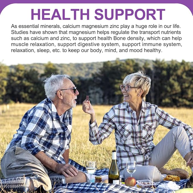 (2 Pack) Sugar Free Calcium Magnesium Zinc Gummies, Calcium Magnesium 2:1, Contains Magnesium Glycinate, Vitamin D3, Sea Moss, for Bones, Muscles, Calm Mood & Sleep Support, Vegan, 120 Gummies