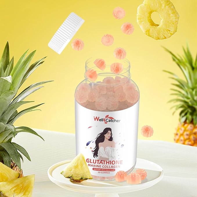 Glutathione Gummies for Skin Whitening - Glutathione 1000mg Supplement with Collagen Glow Gummies Sugar-Free Antioxidant Support for Women Skin Care Anti-Aging Immunity Pineapple Flavor 120ct