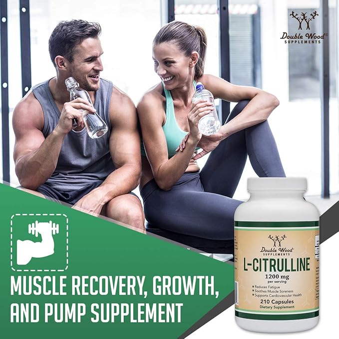 L Citrulline Capsules 1,200mg Per Serving, 210 Count (L-Citrulline Increases Levels of L-Arginine, Acts as a Nitric Oxide Booster) Muscle Recovery Supplement to Improve Muscle Pump by Double Wood