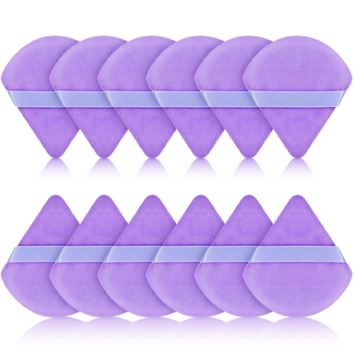 Maitys 12 Pieces Powder Puff Triangle Face Makeup Cosmetic for Loose Powder Soft Body Washable Reusable Foundation Sponge Mineral Wet Dry Makeup Tool for Women(Small,Purple)