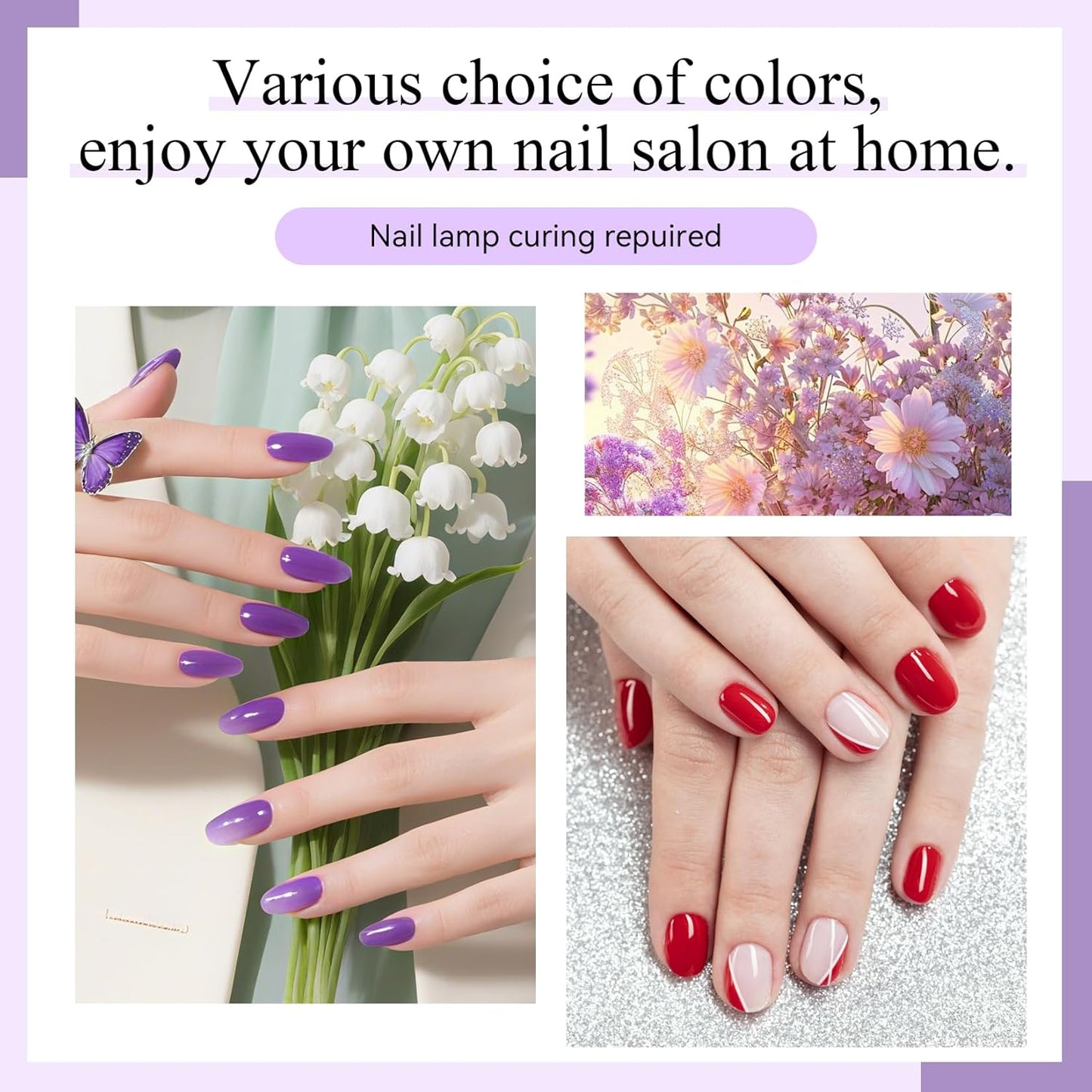 phoenixy Gel Nail Polish 25+5 PCS Gel Nail Polish Kit with Black White Pink Blue Purple Suitable for All Seasons for Women