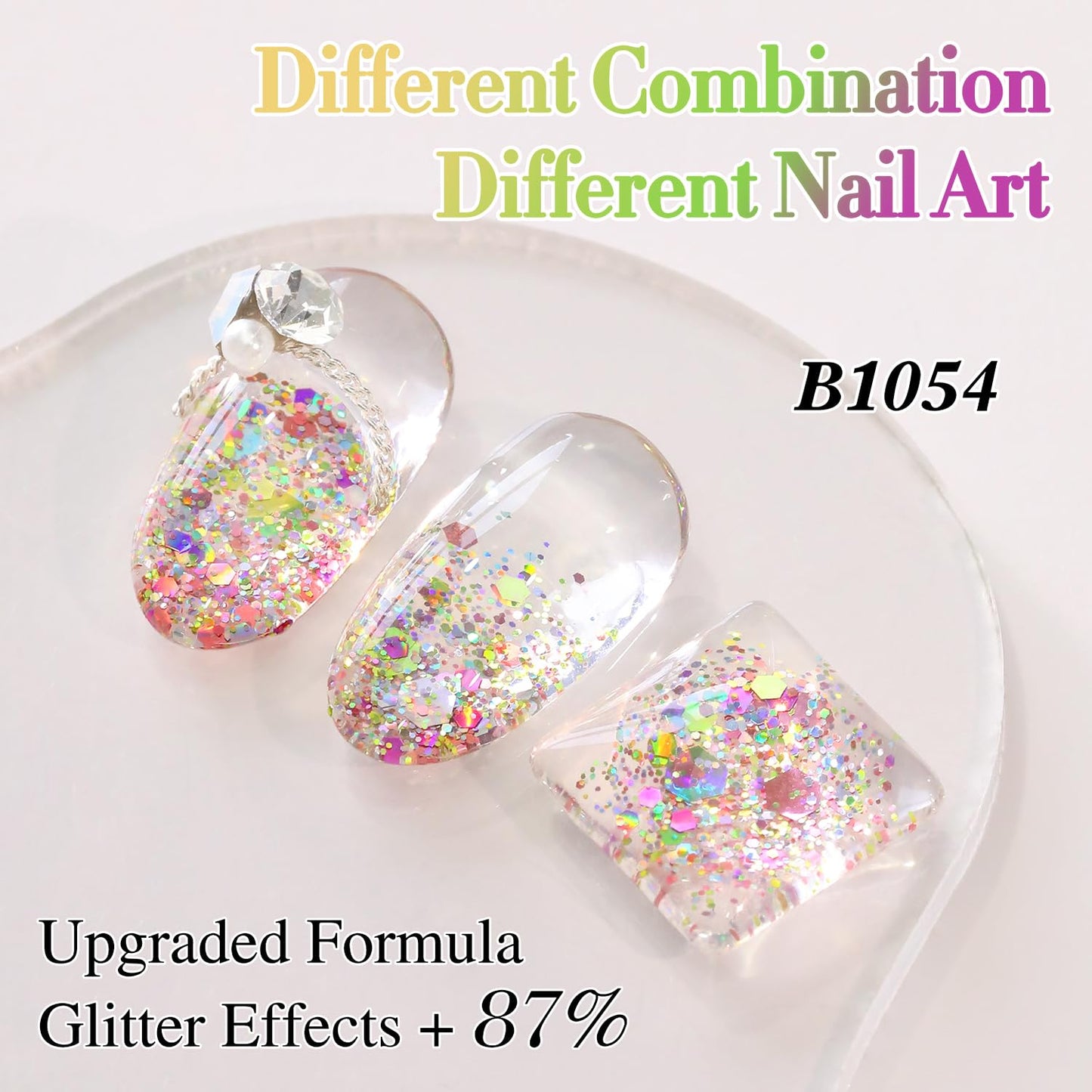 Double Rhythm 0.5Oz Glitter Gel Polish Shimmer Reflective Color for Nail Art Salon DIY Soak Off 15ml Nail Lamp Gel Polish at Home (Rainbow Gold-B1054)