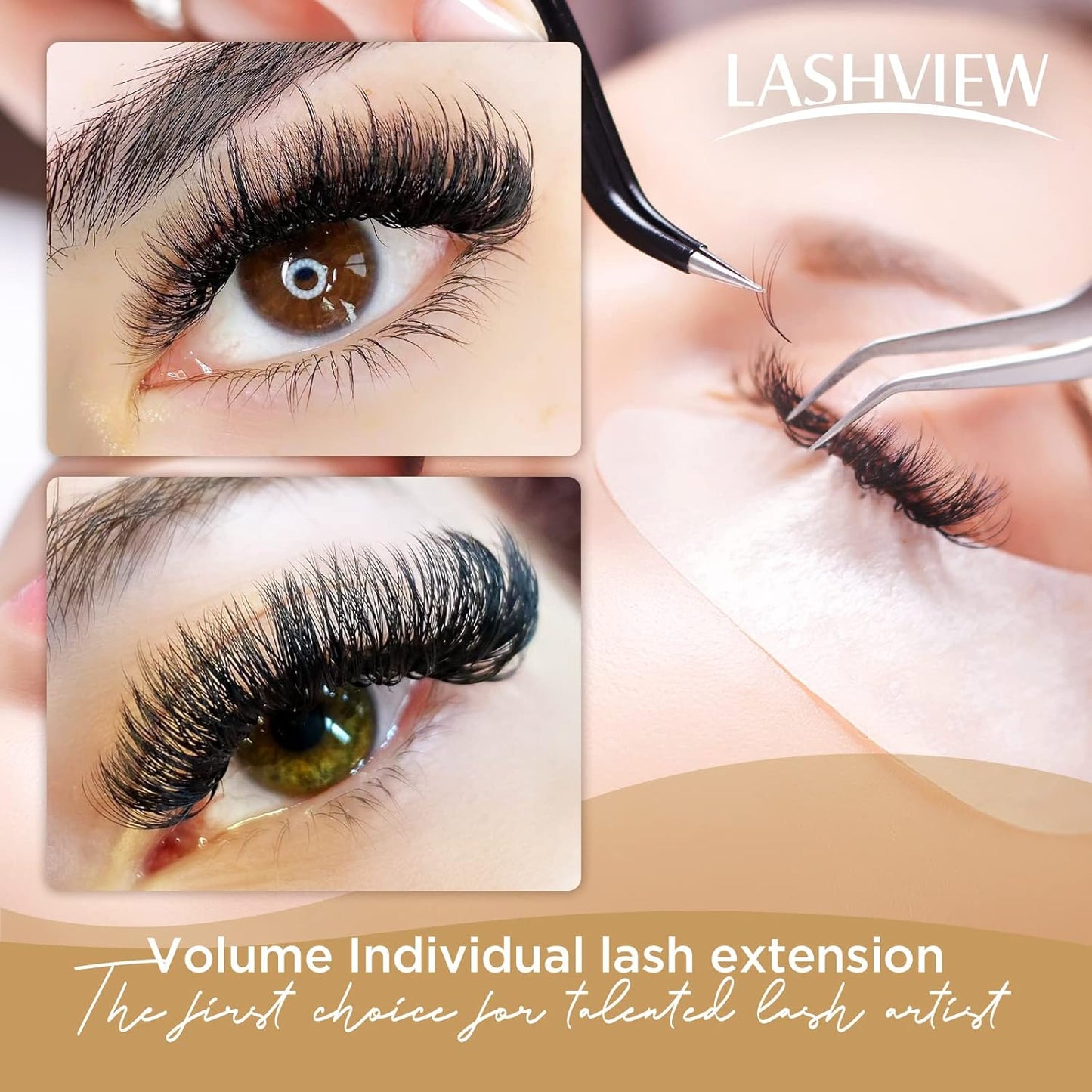 LASHVIEW Faux Eyelash Extensions Volume Fan for Professional Salon UseThickness 0.05mm Soft D Curl Length 8-15mm mixed Semi-Permanent Individual Silk Lashes