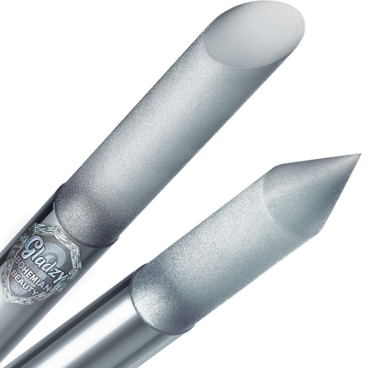 GLADZY Glass Cuticle Pusher - Manicure Cuticle Stick - Crystal Glass Cuticle Remover - Professional Nail Care Tool - Genuine Czech Quality Premium File Set