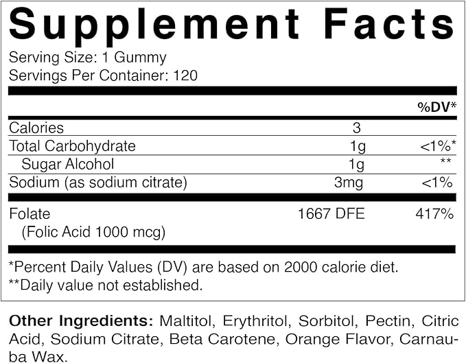 2 Pack Vitamatic Folic Acid Gummies 1000 mcg (1 mg) - an Essential Prenatal Vitamins for Mom & Baby - Vitamin B9 - 120 Vegan Gummies