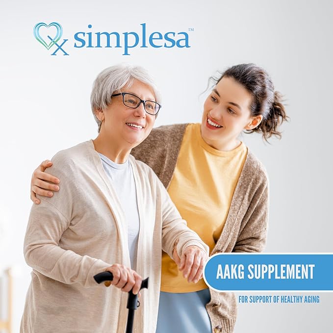 Simplesa AAKG Arginine Powder, L-Arginine Alpha-Ketoglutarate Supplement, 2000mg Per Serving, Supports Brain Health, Memory, Focus and Healthy Aging Processes, 250g Powder Supplement