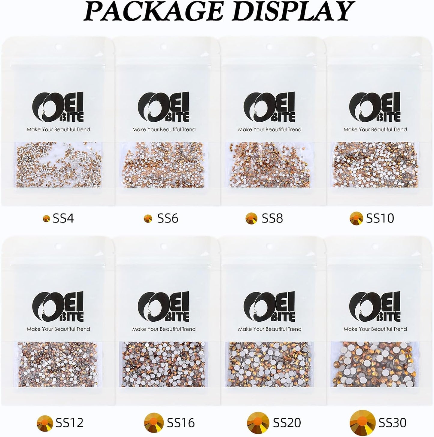 Gold Flatback Rhinestones, Glass Rhinestones for Nail Art and Craft, Glue Fix, Loose Crystal Gemstones(Gold, SS10, 1440pcs, 2.7-2.8mm)